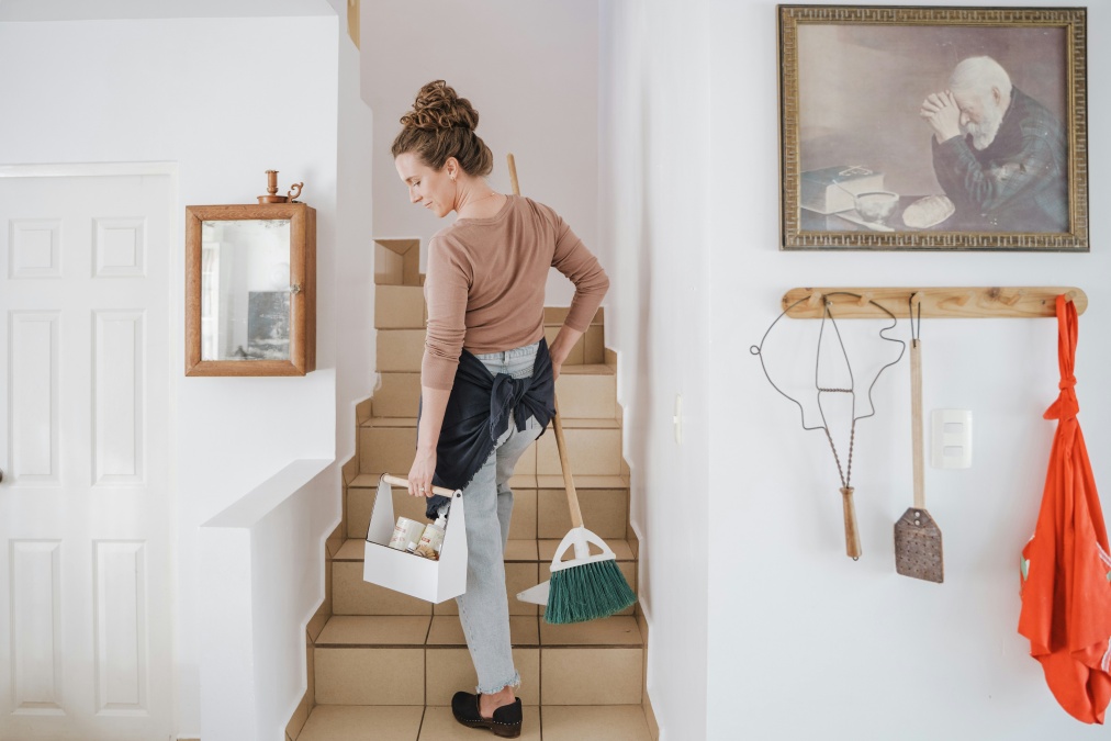 Professional cleaner making a kitchen sparkle